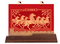 实木创意精美办公台座  AY-26026（马到福来）—AY-26027（百骏图）—AY-26028（千里江山）