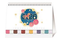 十四张横式时尚花边韩版台历 — AC-057（喜迎马年）— AC-058（事事顺心）