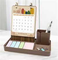 木艺便签收纳台历-棕色   SD-8279