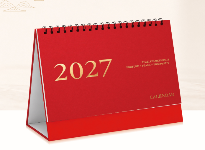 十三张烫金工艺记事台历— 2027    JY050