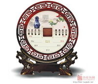 红木透雕周历红木艺术彩盘收藏珍品